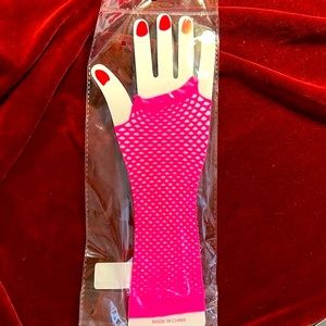 New neon pink fingerless arm gloves